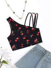 Cherry Pattern Crop Top Sai Feel